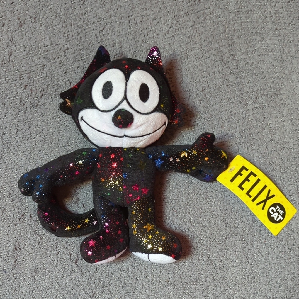 Felix The Cat Sparkly Star Print 8" Toy Plush